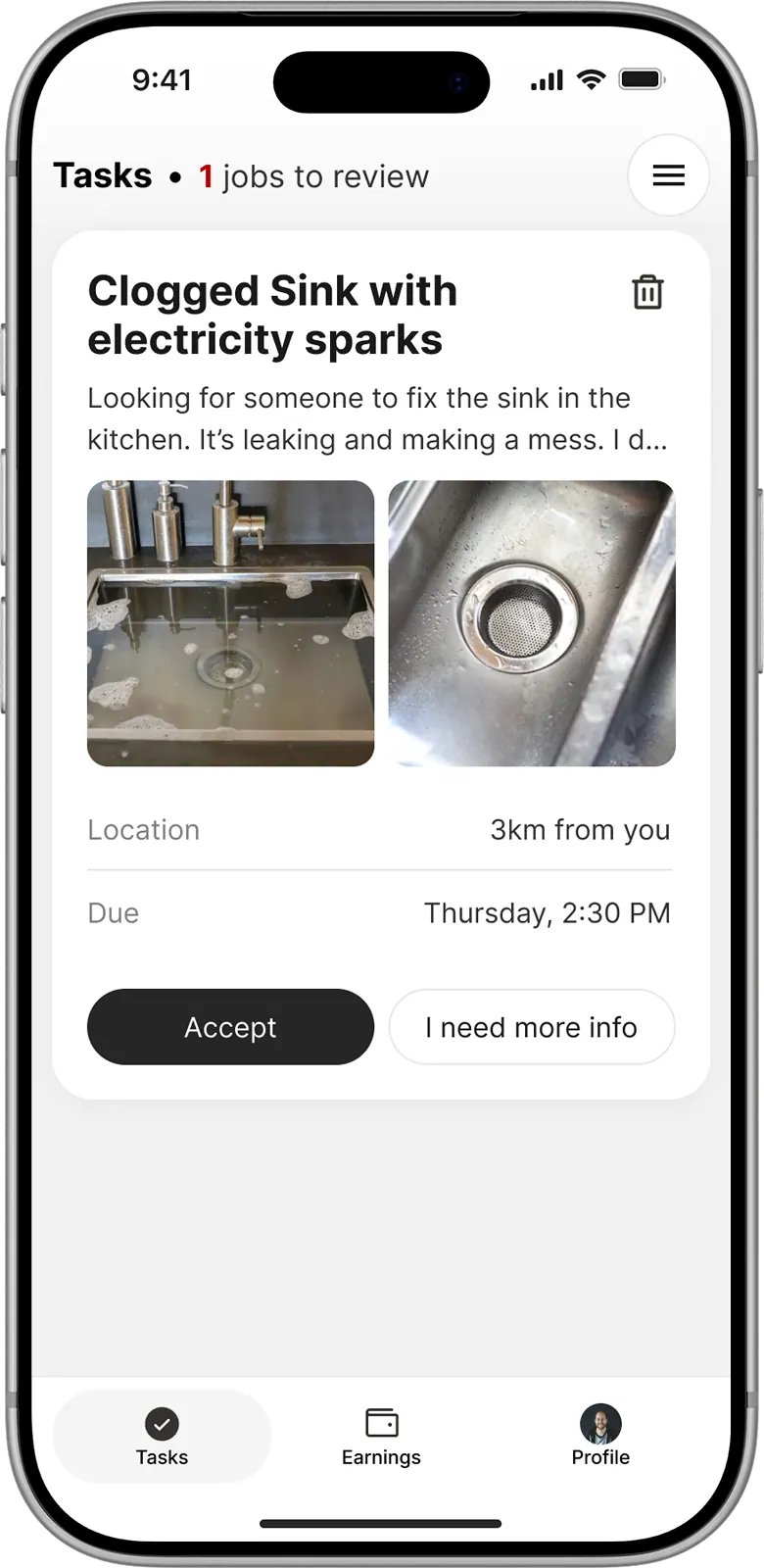 Service provider work feed