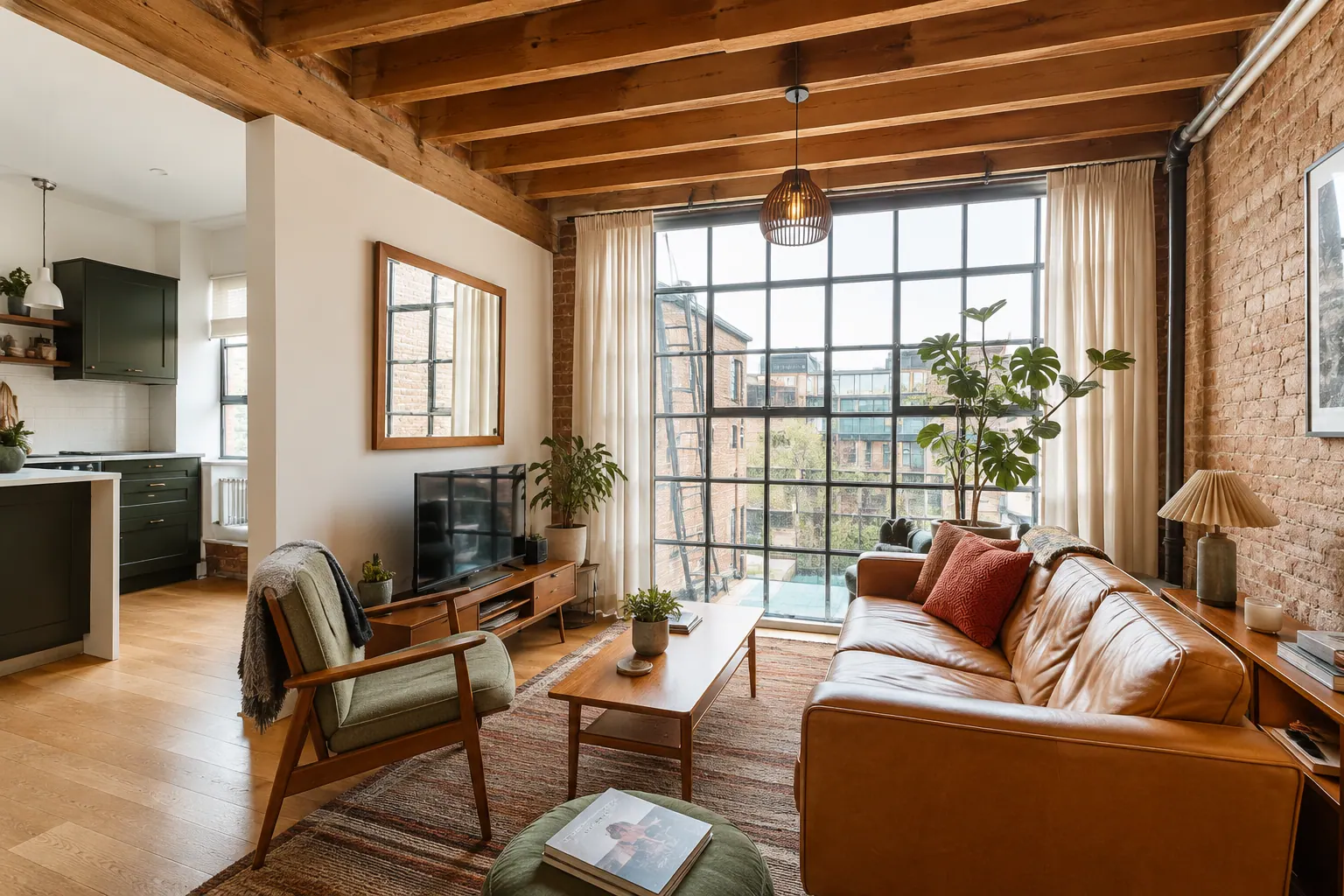 Sunlit warehouse loft by London Fields, London